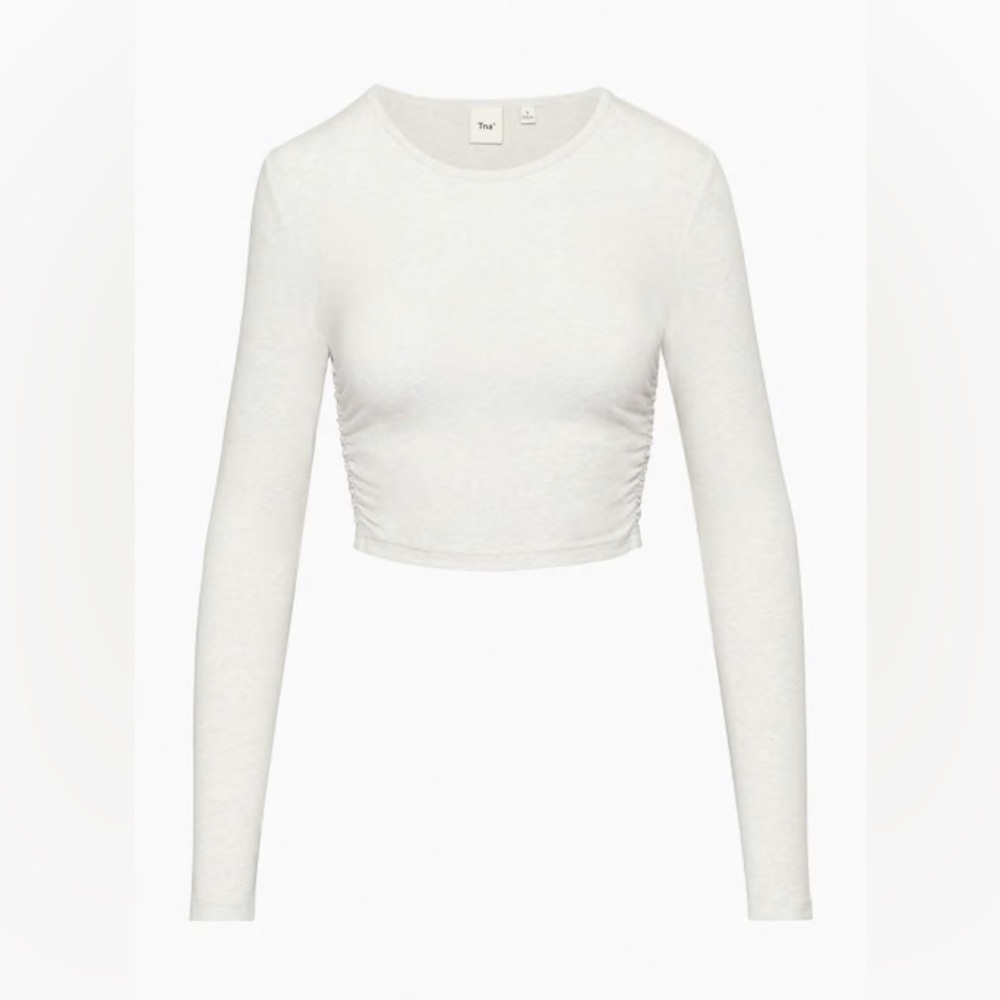 Aritzia Tna Tnachill™ Malibu Cropped Longsleeve Heather Cloud White Size M